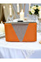 Orange Satin Silver Stone Evening Dress Bag Evening Bag - 2
