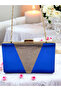 Cobalt Blue Satin Rosegold Stone Metal Handle Evening Bag Evening Bag Clutch Bag - 4