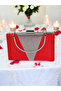 Red Satin Silver Stone Metal Handle Evening Bag Evening Bag - 7