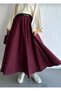 Women's Clothing Elastic Waist Double Pocket Poplin Skirt Burgundy
