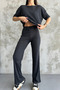 Women's Short Sleeve Loose Bottom Top Palazzo Wrap Suit