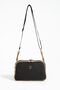 Wide Strap Lacoste Leather Women's Shoulder Bag 5 Compartments Black