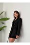Women's Lined Button Sleeve Detail Atlas Fabric Blazer Jacket Black - 4