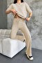 Women's Short Sleeve Comfortable Fit Palazzo Wrap Suit - 2
