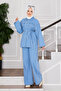 Jacket Pants Hijab Jeans Set Light Blue