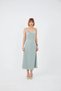 Strappy Aqua Green Satin Dress - 4