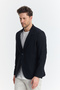 Lewis Men's Navy Blue Half Lined Spring-Summer Sports Blazer Jacket with Bag Pocket - 5