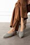 Bekin Gray Open Side Back Bow Detailed Knitted Knitwear Ballerina