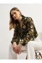 Floral Print Balloon V-Neck Blouse - 6