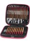 Set of Skewers with Bag, Wooden Look Skewers Set, Knitting Kit with Fuchsia Bag - 2