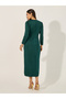 Front Slit Detail Tie-Up Detail Sheath Midi Dress - 5