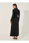 Embellished Hight Neck A-Line Maxi Dress with Front Slit - 5