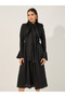 Bell Sleeve Tie-Up Neck A-Line Midi Dress - 3