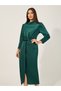 Front Slit Detail Tie-Up Detail Sheath Midi Dress - 3