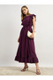 Solid Ruffled Hem Tiered Midi Dress with Waist Tie-Up