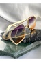 Square White-Gold Edged Gradient Transition Glass Women's Sunglasses - 7