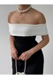 Black and White Madonna Strapless Neck Mini Premium Dress - 3