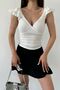 Women's Double Breasted Collar Shoulder Flounce Blouse White - 6
