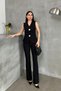 Women's Top and Bottom Set Stylish Vest and Pants Two-Piece Set with Button Detail