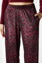 Women's Hide Velvet Elastic Waist Pocket Burgundy Leopard Trousers - 2