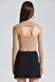 2435 Ring Detailed Cross Front Mink Blouse - 4