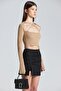 2435 Ring Detailed Cross Front Mink Blouse - 2