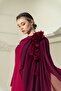 Laser Floral Dress Burgundy - 3