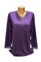 Relaxed Cut V-Neck Mother Women's Combed Cotton Blouse - 2