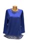 Relaxed Cut Round Neck Stone Embroidered Women's Mother Combed Cotton Blouse - 3