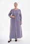Hijap Light Gray Crepe Robe Wedding Dress with Pearls and Zipper Pockets Special Design Plus Size 44-50 - 6