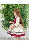 Vintage Baby Girl Dress with Cream Burgundy Vest, Birthday, Photo Shoot Dress - 3