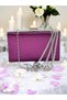 Purple Color Satin Cross Crystal Silver Stone Women's Evening Dress Bag - 7