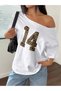 Women's Boat Neck 14 Printed Oversize 100% Cotton - 2