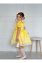 Yellow Ribbed Vintage Baby Girl Dress,Birthday,Photo Shoot Dress,Suitable for 0-12 Years Old - 3