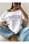 Women's Boat Neck Brooklyn Printed Oversize 100% Cotton T-Shirt