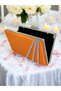 Orange Color Satin Cross Crystal Silver Stone Women's Evening Dress Bag - 3
