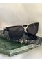 Black Women's Sunglasses with Square Gold Detail - 3