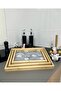 Bamboo tray set of 3 different sizes with wooden base, silver color - 7