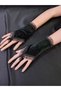 Heena Ruffled Velvet Shahmaran Gloves Black - 5