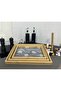 Bamboo tray set of 3 different sizes with wooden base, silver color - 6