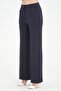 Lacivert.Kadın.Palazzo Pants Oversize Cut Lycra High Waist Belt Elastic Detail Crepe - 6