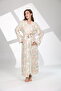 Women's Water Green Patterned Special Design 100% Cotton Maternity Maternity Dressing Gown Nightgown Set - 7