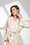 Women's Water Green Patterned Special Design 100% Cotton Maternity Maternity Dressing Gown Nightgown Set - 3