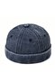 Solid Color Washed Distressed Fabric 100% Cotton Adjustable Hip Hop Navy Docker Hat from Back