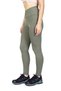 Ribbed Green Cross-Waist Detailed Winter Thermal Leggings with Fleece Lining - 4