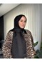شال جاكار أزرق بنمط S - أسود