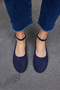 Si̇lva Women's Navy Blue Real Suede Scarf Ballet Flats - 6
