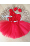 Girl's Red Floral Tutu Skirt Suit