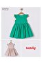 Flounced Short-Sleeved Pleated Flared Cut Lined Powder Girl Dress 15710 - 4