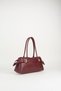 Women's Saffron Burgundy Baguette Design Belted Faux Leather Zipper Closure Handbag - 3